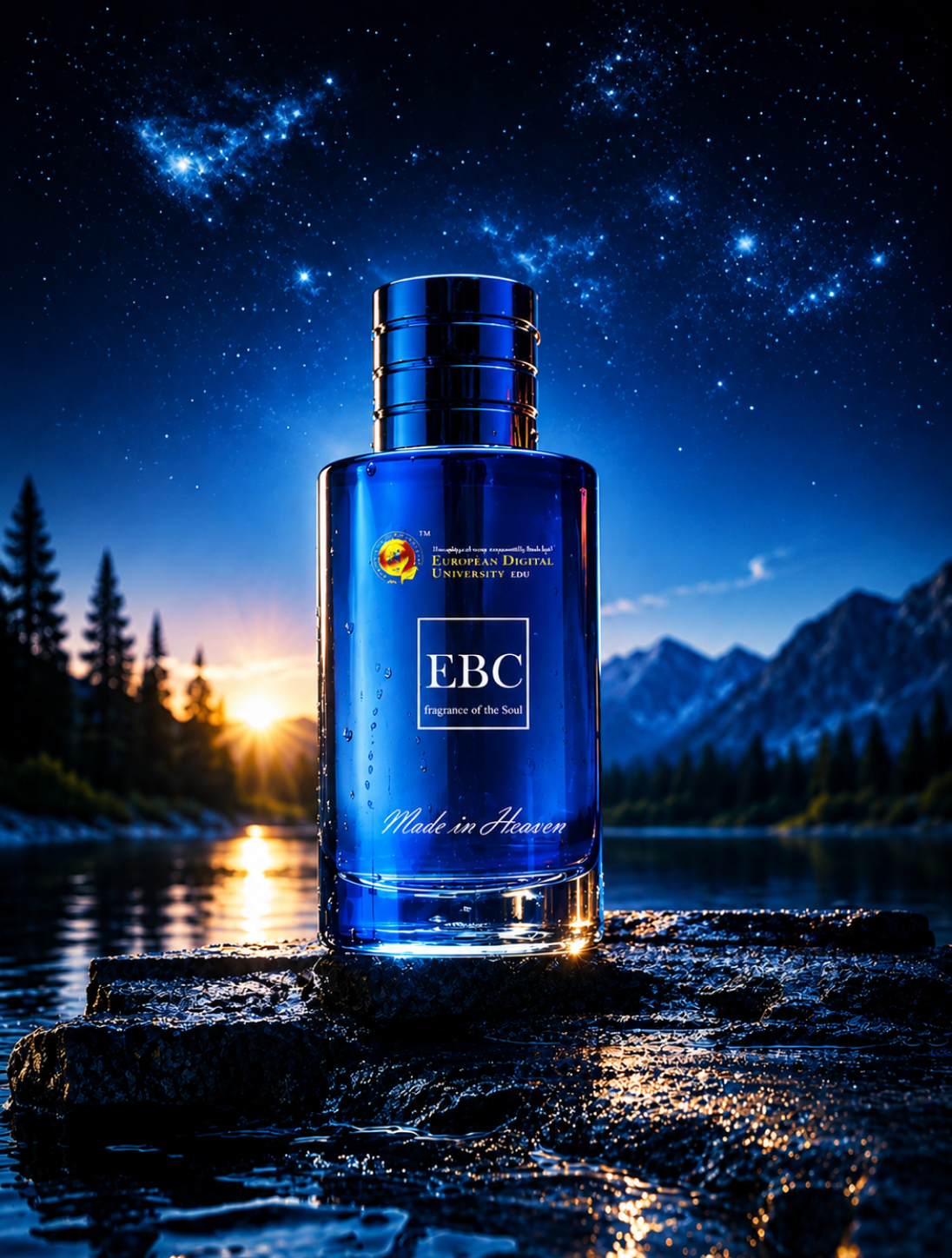 Aurelia starry dark-blue perfume branding mockup